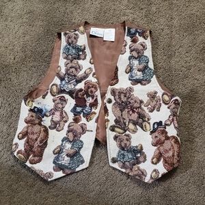 Vintage Teddy Bear Embroidered Vest